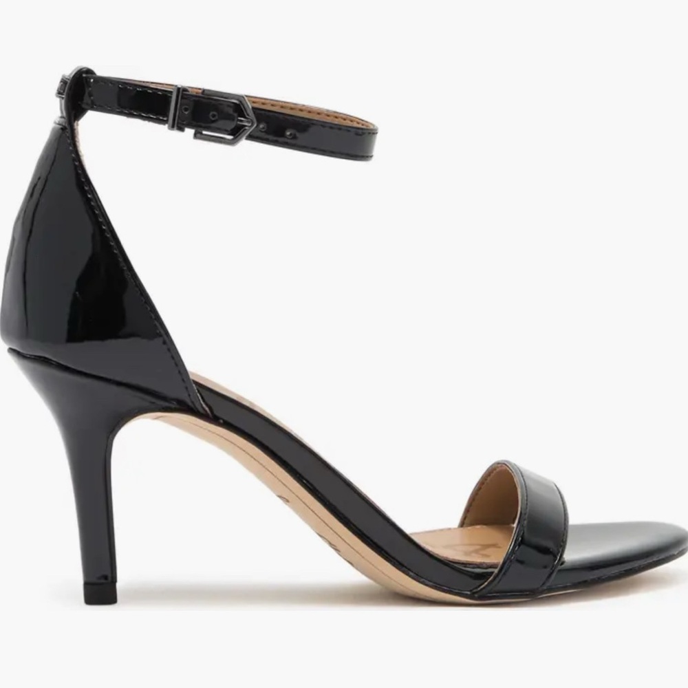 Sam Edelman Patti Ankle Strap Sandal Patent Leather Black Heels!! - Picture 3 of 8